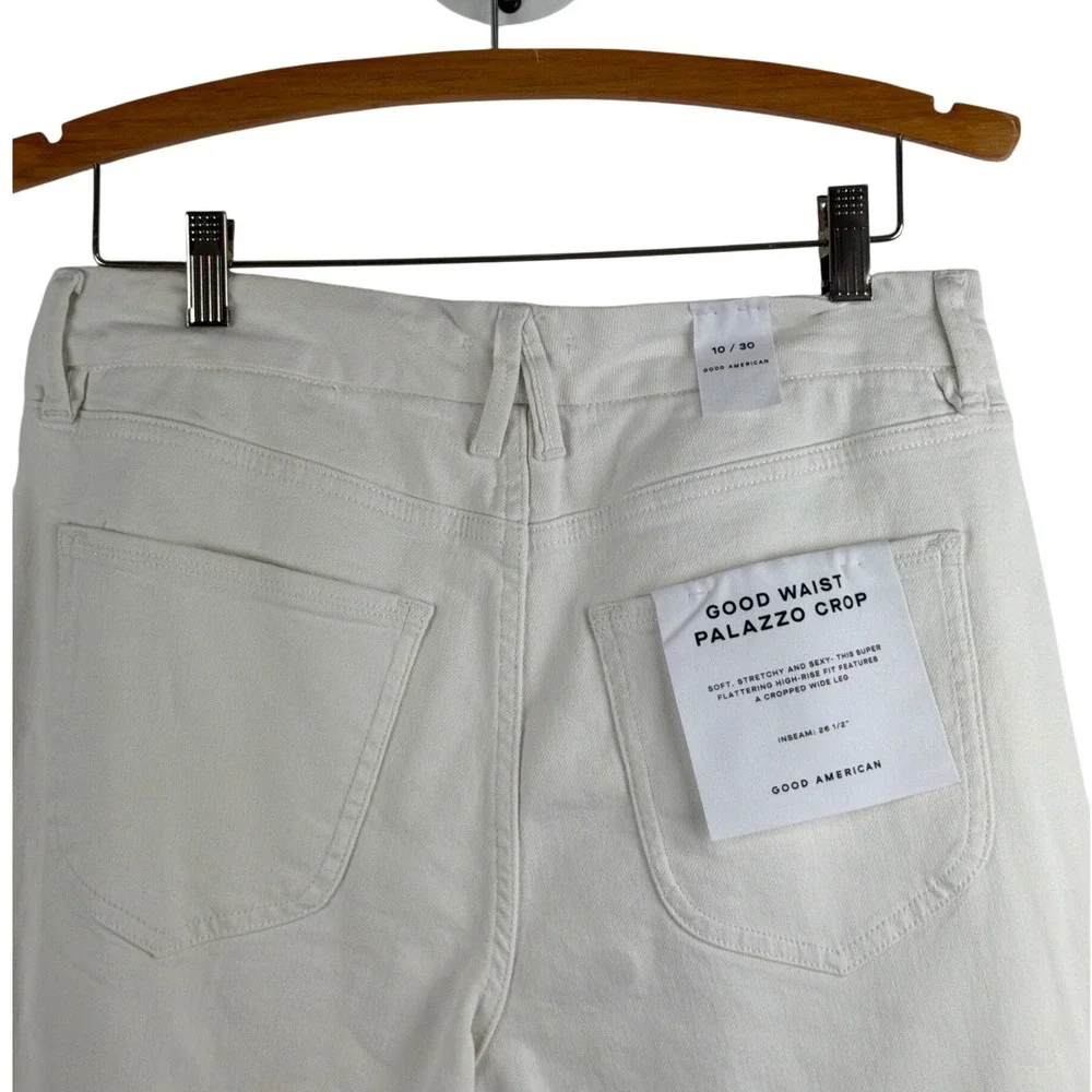 Good American  Palazzo Crop White High Rise Wide Leg Jeans 10 GWPC046PT - Picture 10 of 16